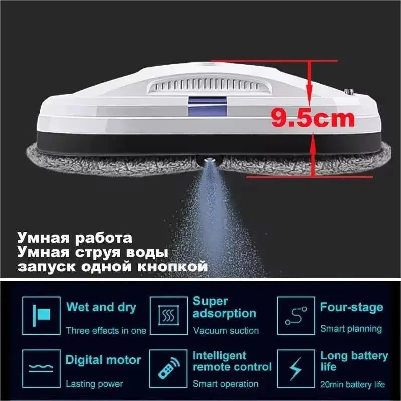 Household Window Automatic Water Spray Cleaning Robot Vacuum Cleaner Remote Control Electric Window Wiper Household Glass Wiper