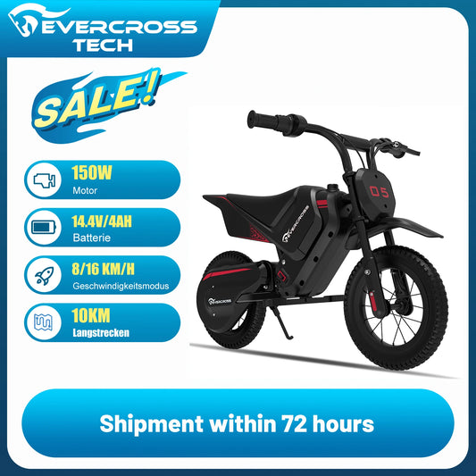 EVERCROSS TECH EV05M Electric Motorbike for children, 150W, speeds 8/16 km/h, battery life up to 10 km, Motorbike Cross 12 inches for